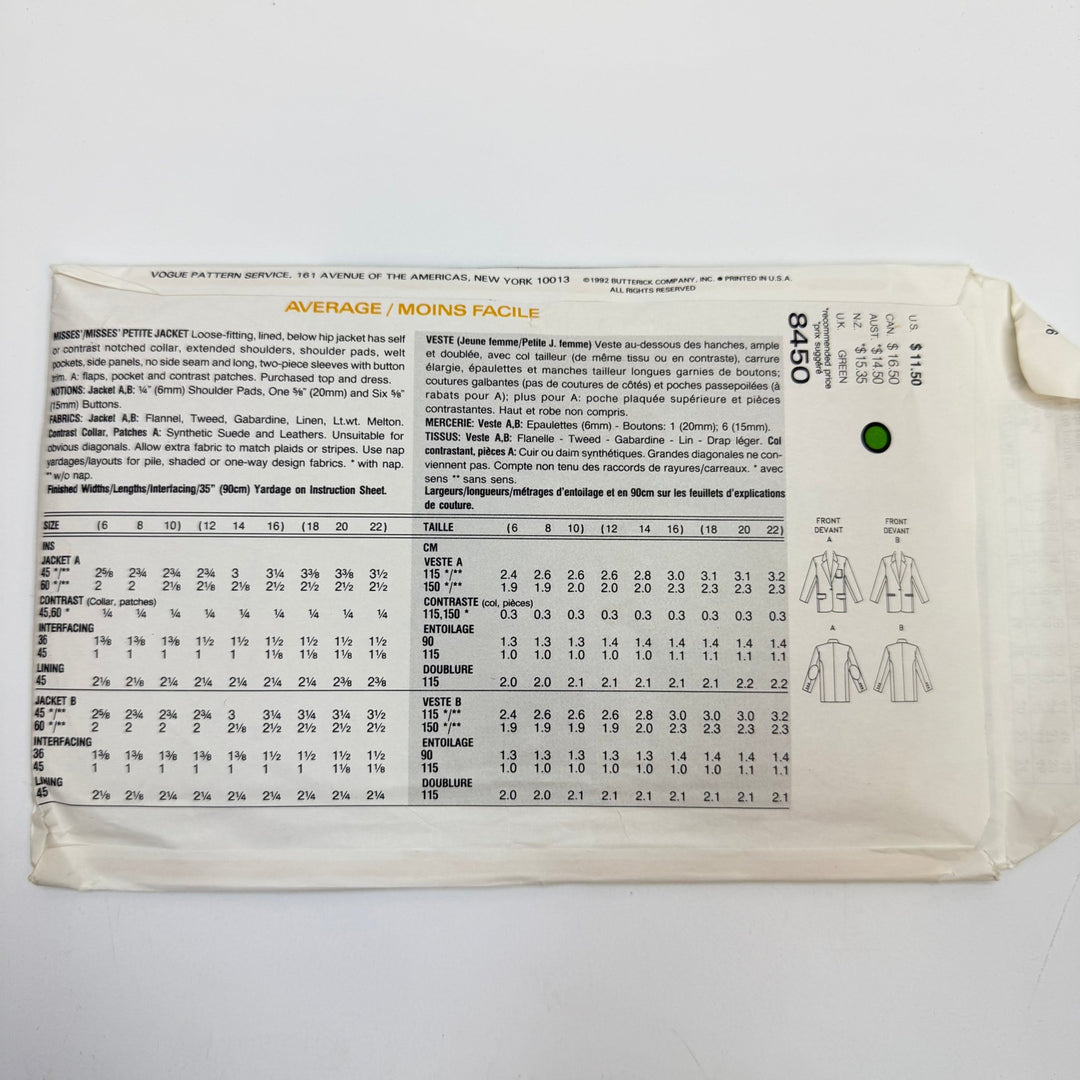 Sewing Pattern - Womenswear - Vogue 8450 - True Deadstock supplies Fabric by private - Sustainable Textile | FABCYCLE