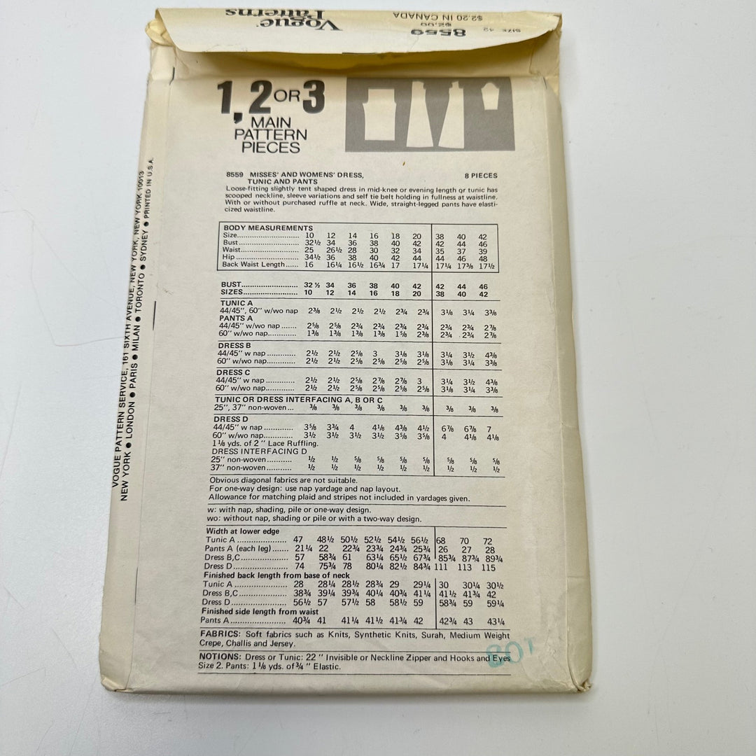 Sewing Pattern - Womenswear - Vogue 8559 - True Deadstock supplies Fabric by private - Sustainable Textile | FABCYCLE
