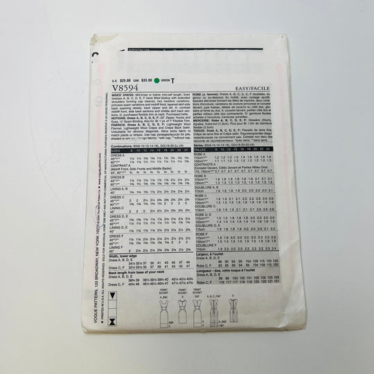Sewing Pattern - Womenswear - Vogue 8594 - True Deadstock supplies Fabric by private - Sustainable Textile | FABCYCLE