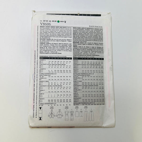 Sewing Pattern - Womenswear - Vogue 8606 - True Deadstock supplies Fabric by private - Sustainable Textile | FABCYCLE