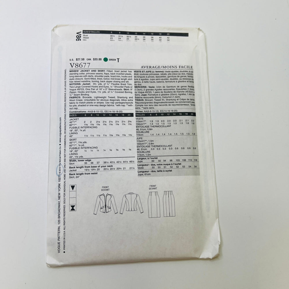 Sewing Pattern - Womenswear - Vogue 8677 - True Deadstock supplies Fabric by private - Sustainable Textile | FABCYCLE