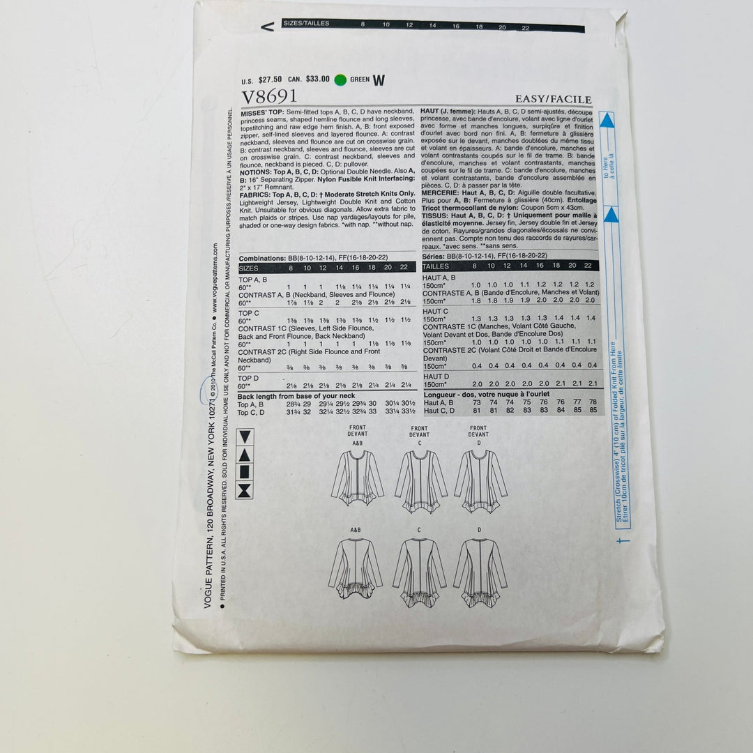 Sewing Pattern - Womenswear - Vogue 8691 - True Deadstock supplies Fabric by private - Sustainable Textile | FABCYCLE
