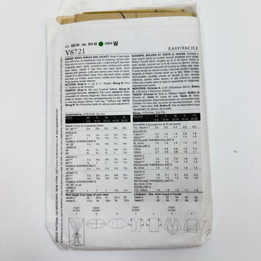 Sewing Pattern - Womenswear - Vogue 8721 - True Deadstock supplies Fabric by private - Sustainable Textile | FABCYCLE