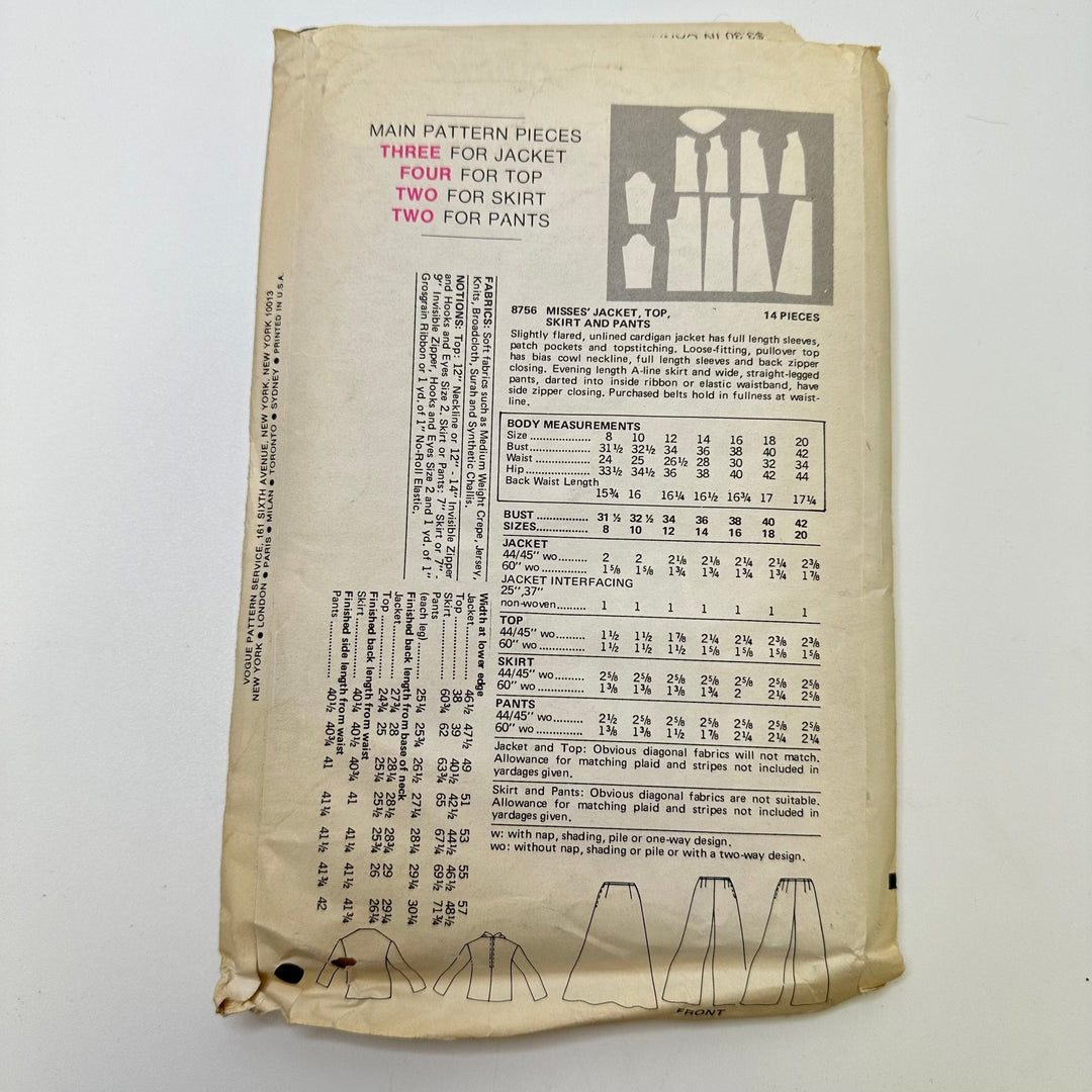 Sewing Pattern - Womenswear - Vogue 8756 - True Deadstock supplies Fabric by private - Sustainable Textile | FABCYCLE