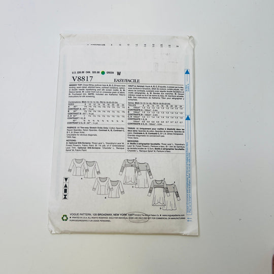 Sewing Pattern - Womenswear - Vogue 8817 - True Deadstock supplies Fabric by private - Sustainable Textile | FABCYCLE
