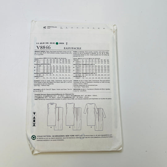 Sewing Pattern - Womenswear - Vogue 8846 - True Deadstock supplies Fabric by private - Sustainable Textile | FABCYCLE