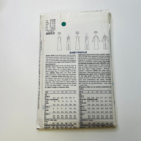 Sewing Pattern - Womenswear - Vogue 8853 - True Deadstock supplies Fabric by private - Sustainable Textile | FABCYCLE