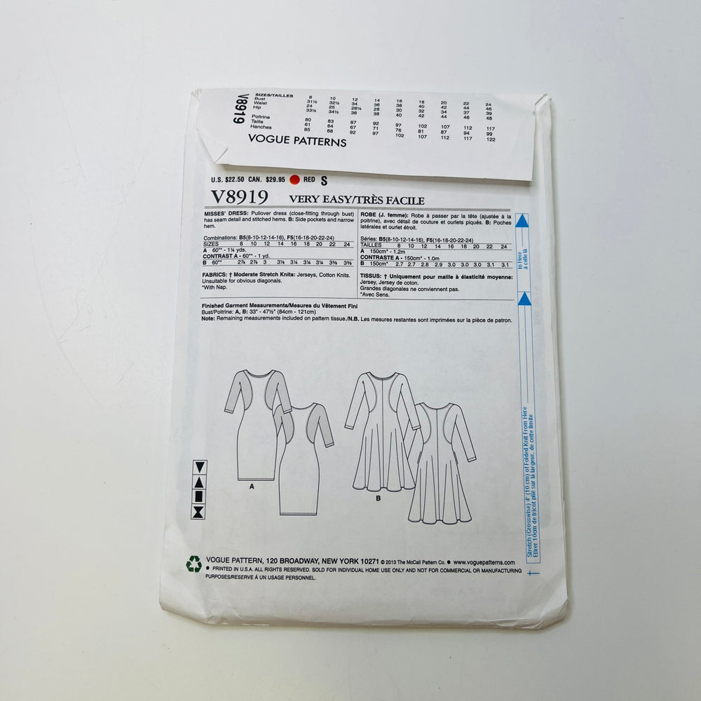 Sewing Pattern - Womenswear - Vogue 8919 - True Deadstock supplies Fabric by private - Sustainable Textile | FABCYCLE