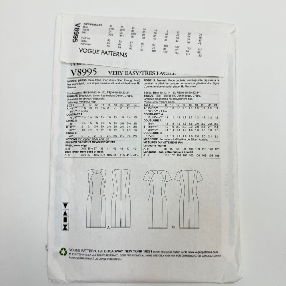 Sewing Pattern - Womenswear - Vogue 8995 - True Deadstock supplies Fabric by private - Sustainable Textile | FABCYCLE