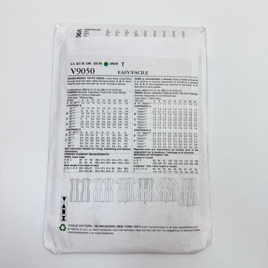 Sewing Pattern - Womenswear - Vogue 9050 - True Deadstock supplies Fabric by private - Sustainable Textile | FABCYCLE