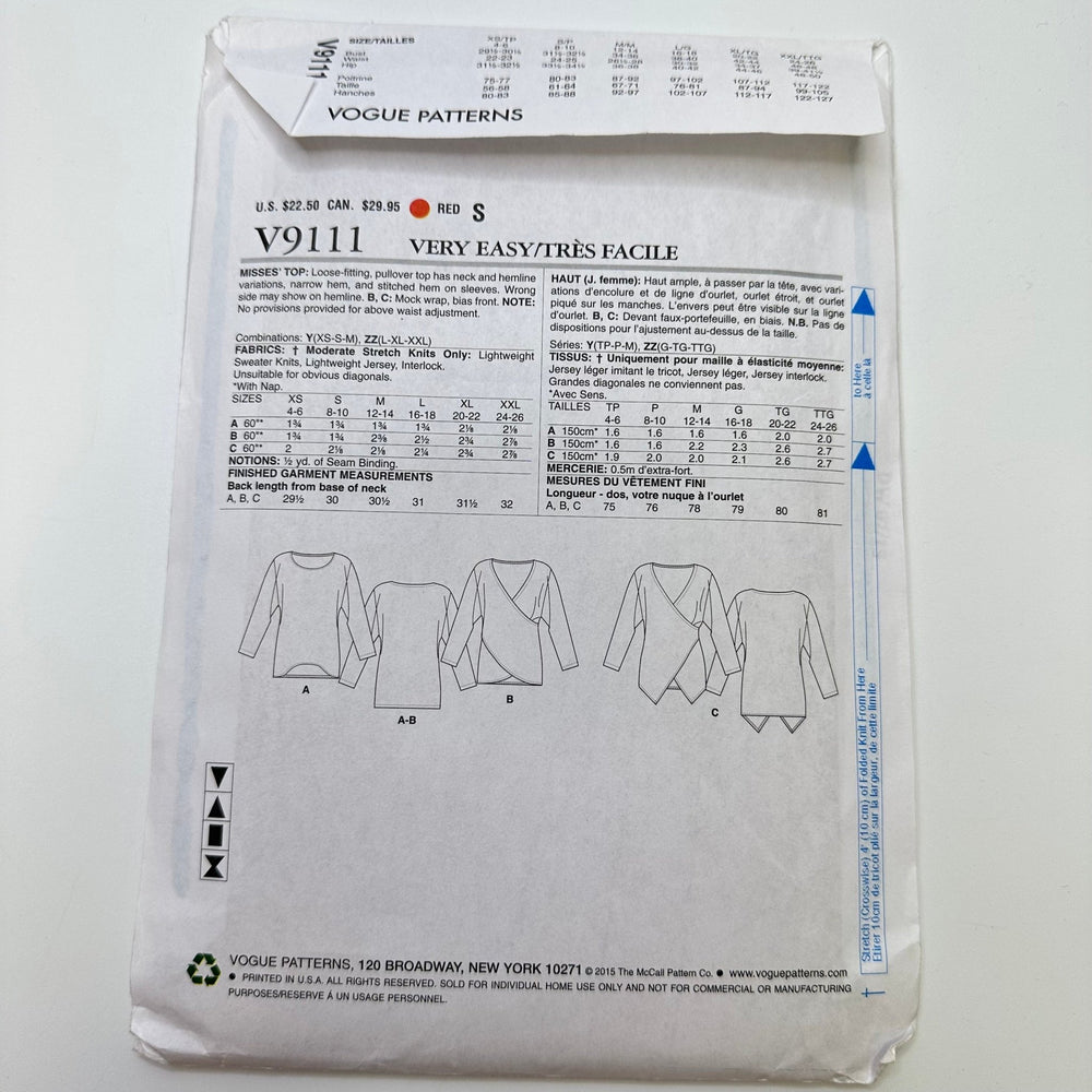 Sewing Pattern - Womenswear - Vogue 9111 - True Deadstock supplies Fabric by private - Sustainable Textile | FABCYCLE