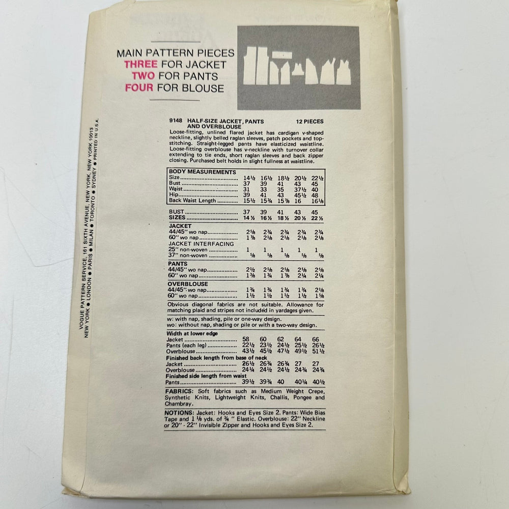 Sewing Pattern - Womenswear - Vogue 9148 - True Deadstock supplies Fabric by private - Sustainable Textile | FABCYCLE