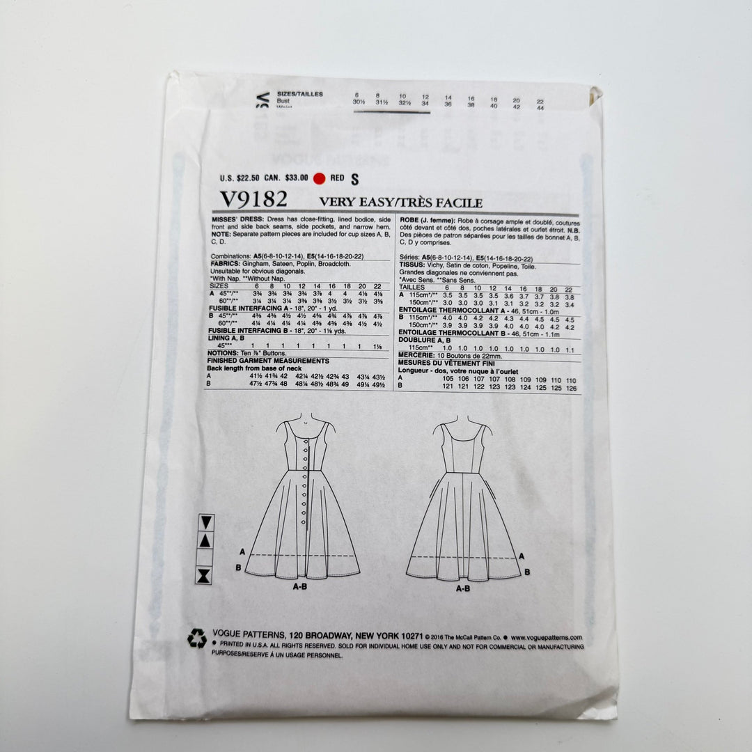 Sewing Pattern - Womenswear - Vogue 9182 - True Deadstock supplies Fabric by private - Sustainable Textile | FABCYCLE