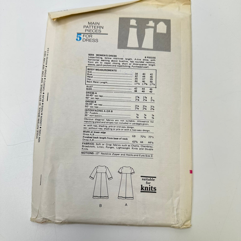 Sewing Pattern - Womenswear - Vogue 9204 - True Deadstock supplies Fabric by private - Sustainable Textile | FABCYCLE
