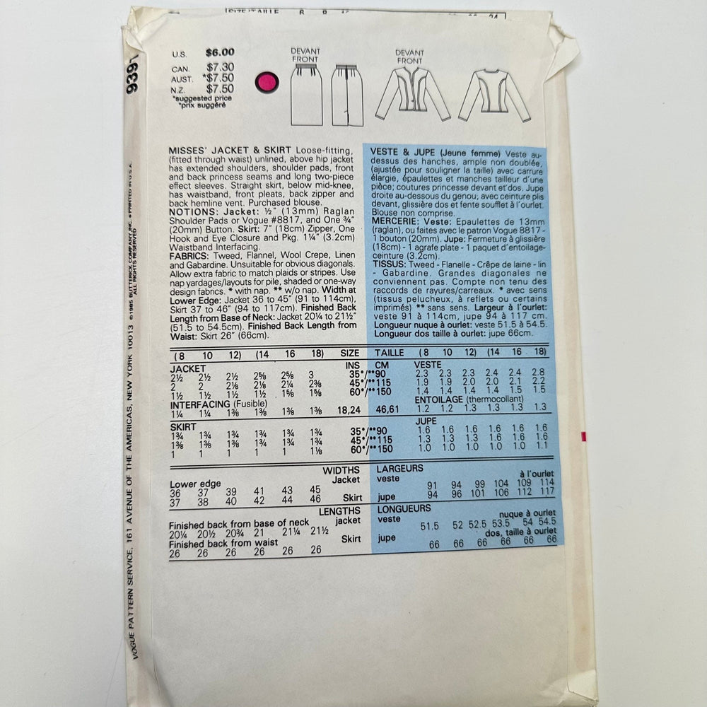 Sewing Pattern - Womenswear - Vogue 9391 - True Deadstock supplies Fabric by private - Sustainable Textile | FABCYCLE