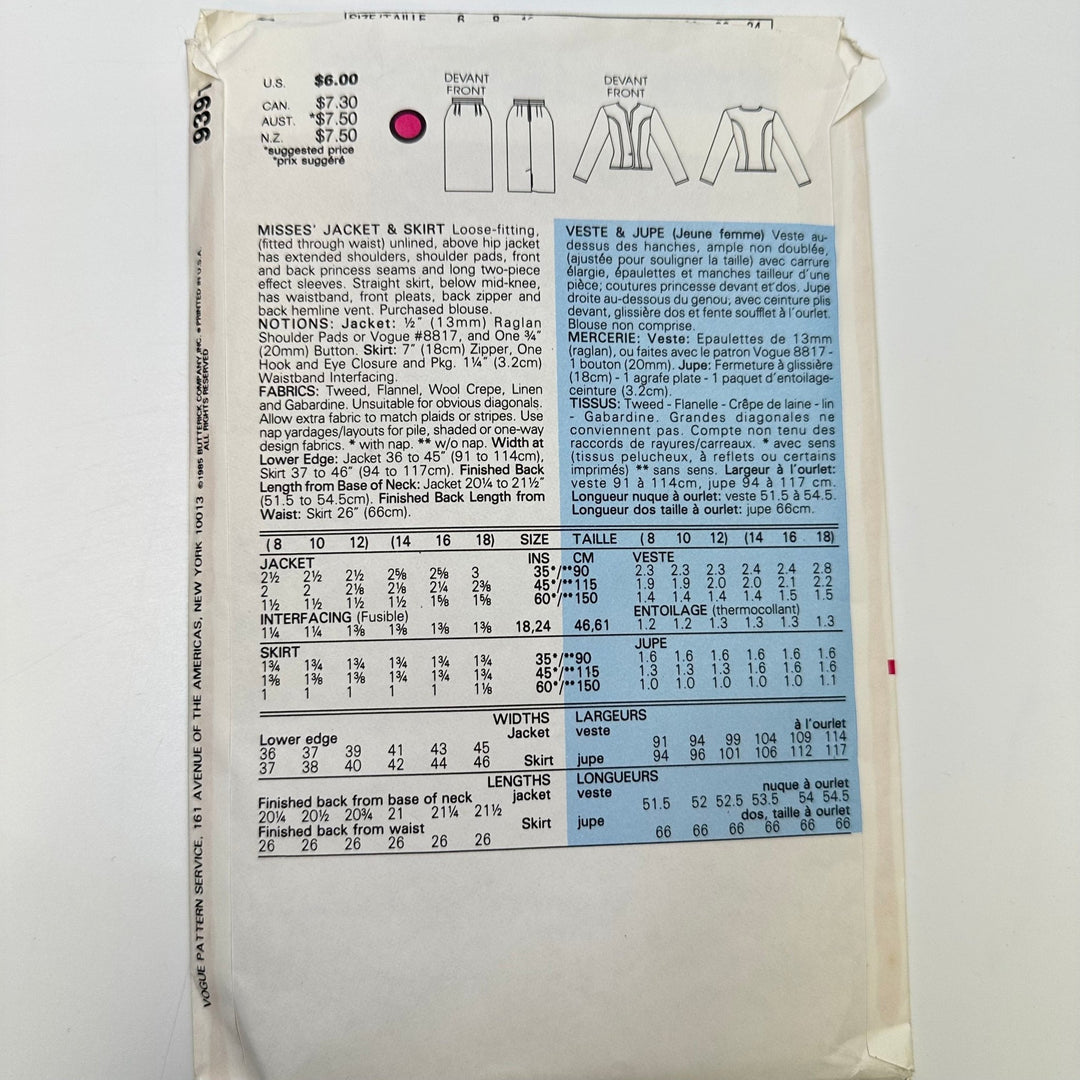 Sewing Pattern - Womenswear - Vogue 9391 - True Deadstock supplies Fabric by private - Sustainable Textile | FABCYCLE