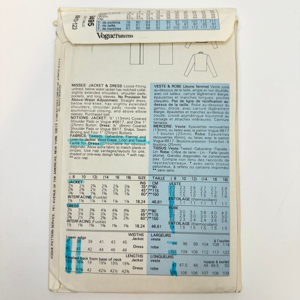 Sewing Pattern - Womenswear - Vogue 9495 - True Deadstock supplies Fabric by private - Sustainable Textile | FABCYCLE