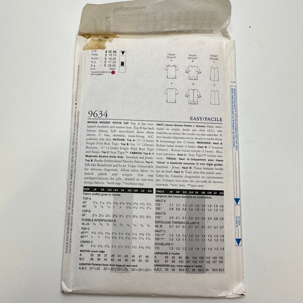 Sewing Pattern - Womenswear - Vogue 9634 - True Deadstock supplies Fabric by private - Sustainable Textile | FABCYCLE