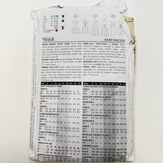 Sewing Pattern - Womenswear - Vogue 9668 - True Deadstock supplies Fabric by private - Sustainable Textile | FABCYCLE