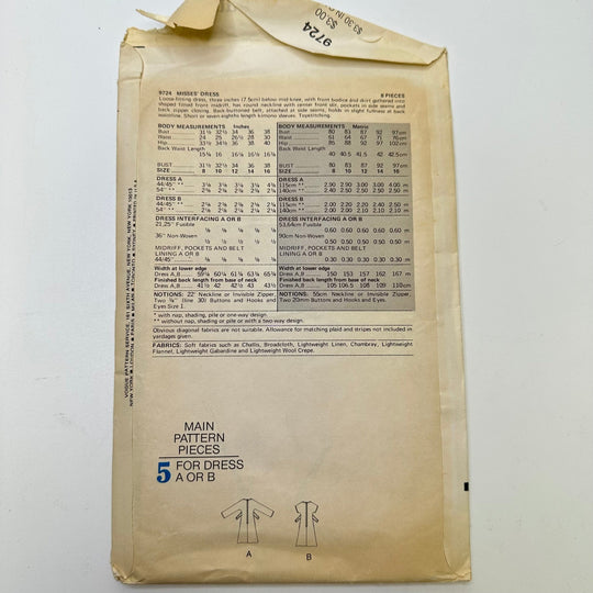 Sewing Pattern - Womenswear - Vogue 9724 - True Deadstock supplies Fabric by private - Sustainable Textile | FABCYCLE