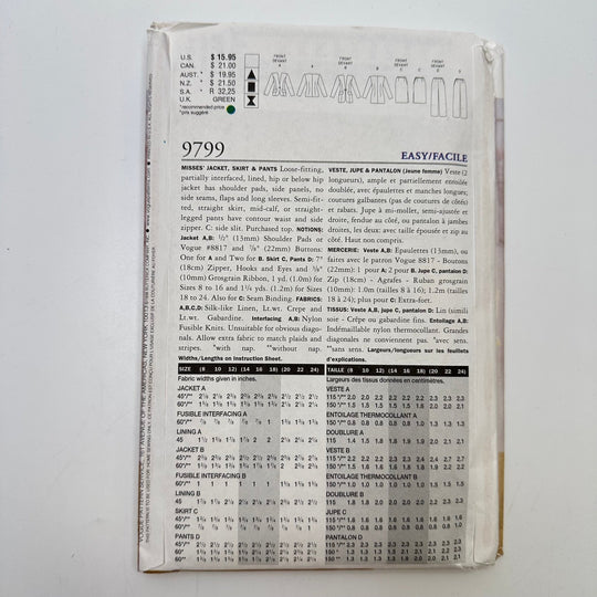 Sewing Pattern - Womenswear - Vogue 9799 - True Deadstock supplies Fabric by private - Sustainable Textile | FABCYCLE