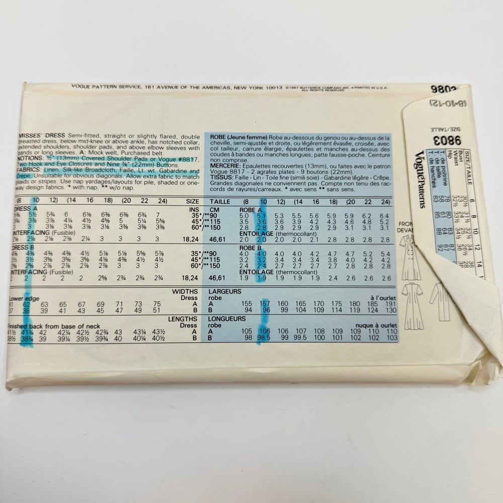 Sewing Pattern - Womenswear - Vogue 9803 - True Deadstock supplies Fabric by private - Sustainable Textile | FABCYCLE