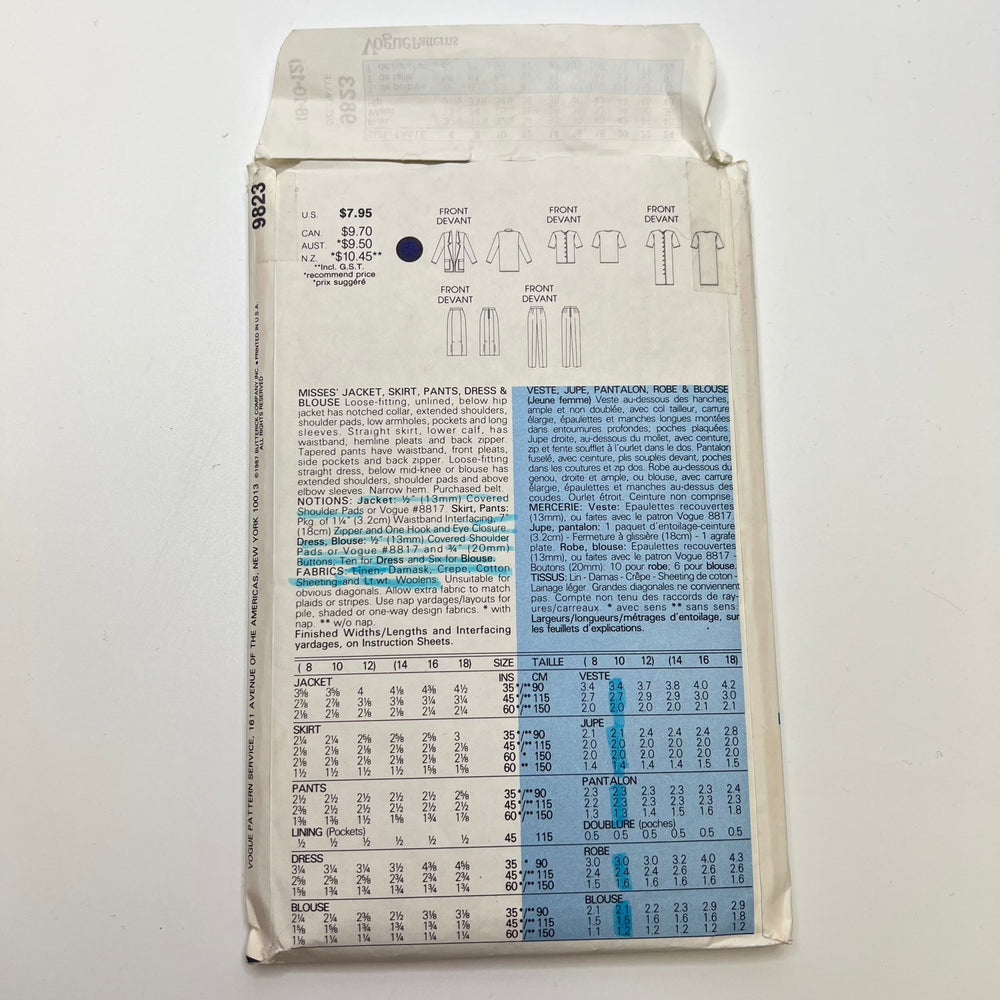 Sewing Pattern - Womenswear - Vogue 9823 - True Deadstock supplies Fabric by private - Sustainable Textile | FABCYCLE