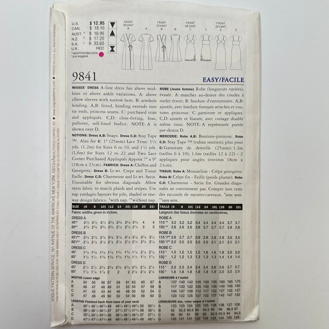 Sewing Pattern - Womenswear - Vogue 9841 - True Deadstock supplies Fabric by private - Sustainable Textile | FABCYCLE