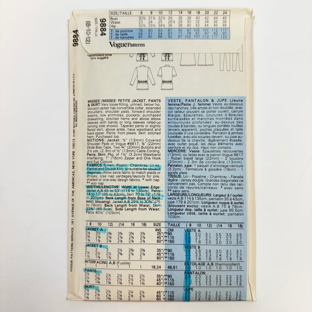 Sewing Pattern - Womenswear - Vogue 9884 - True Deadstock supplies Fabric by private - Sustainable Textile | FABCYCLE