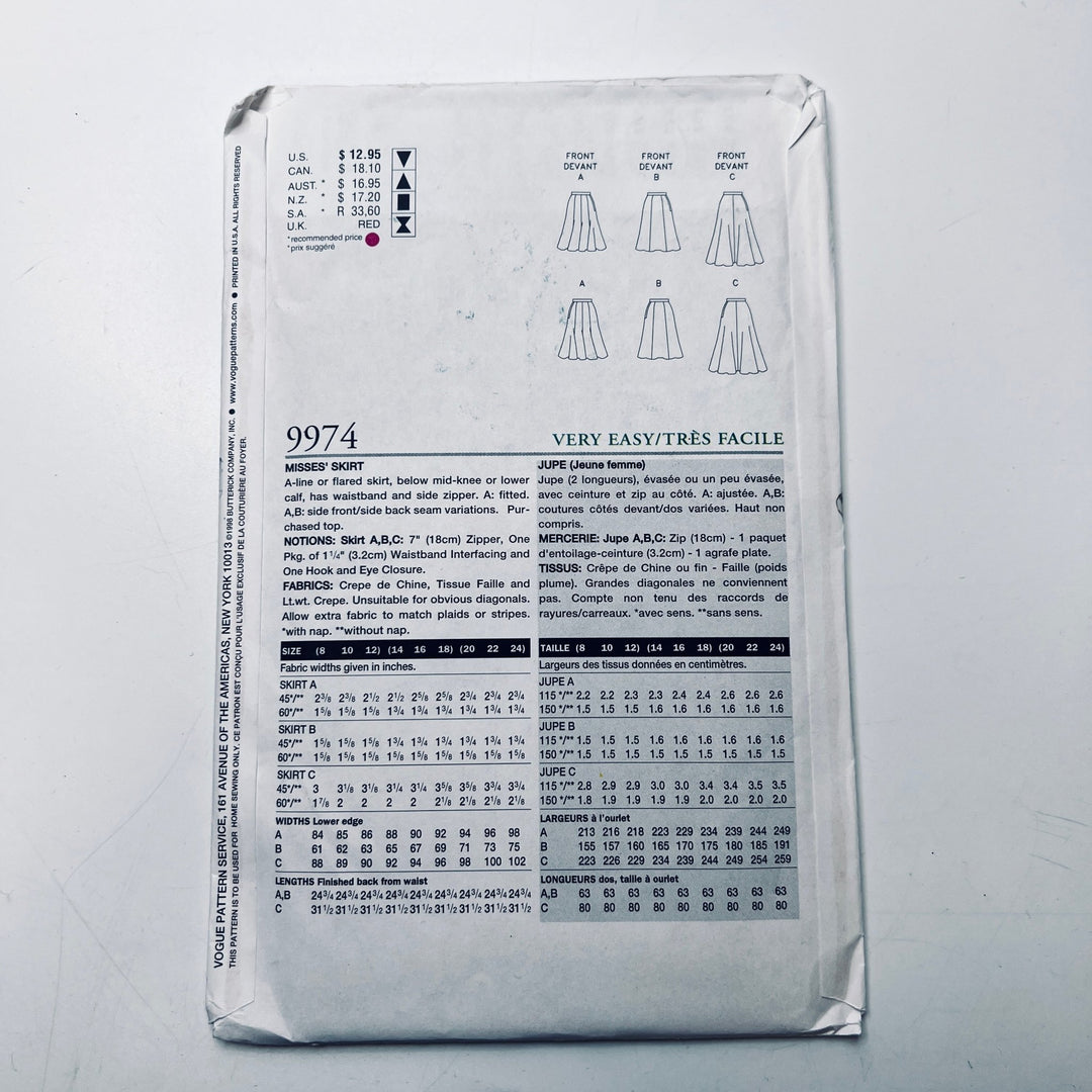 Sewing Pattern - Womenswear - Vogue 9974 - True Deadstock supplies Fabric by private - Sustainable Textile | FABCYCLE