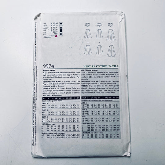 Sewing Pattern - Womenswear - Vogue 9974 - True Deadstock supplies Fabric by private - Sustainable Textile | FABCYCLE