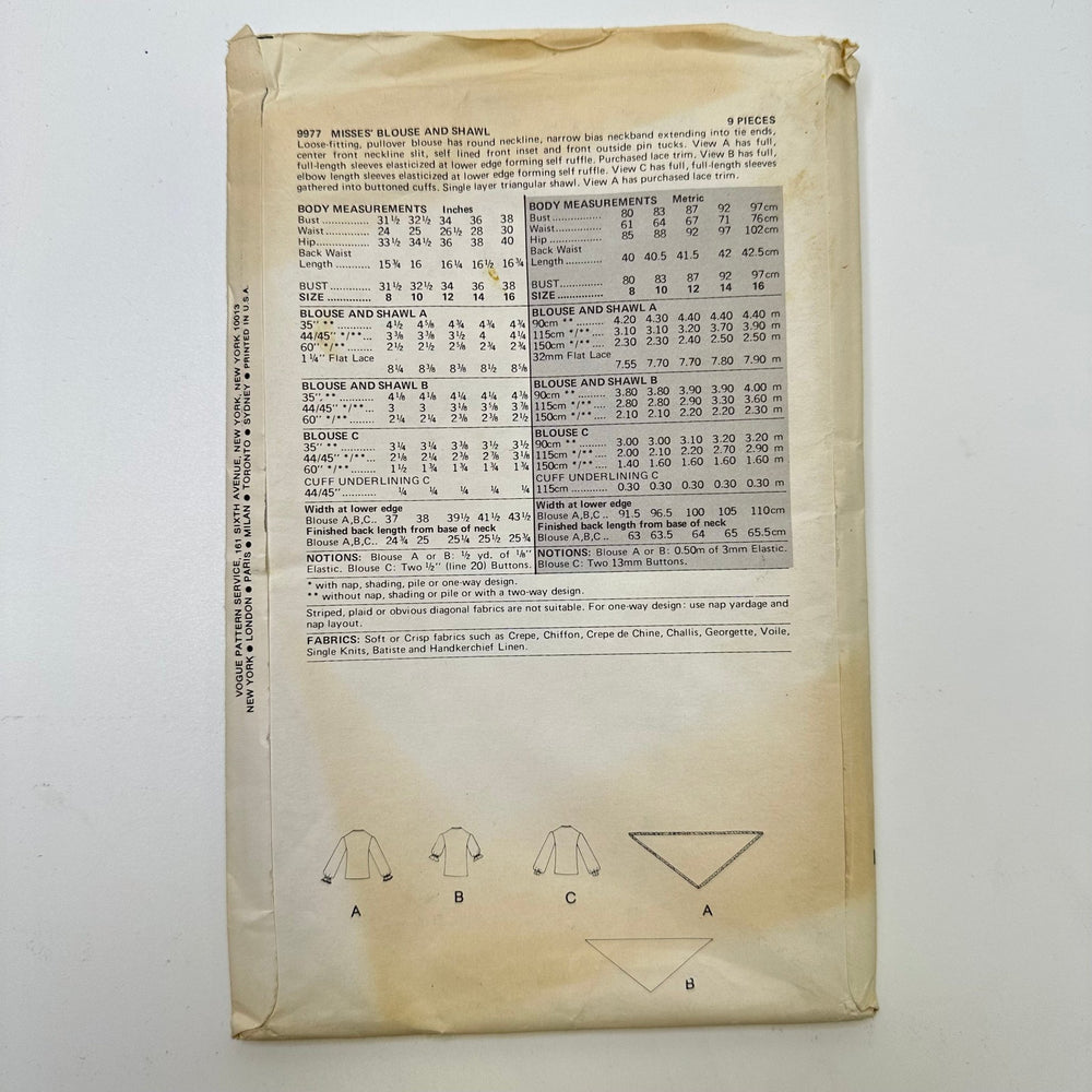 Sewing Pattern - Womenswear - Vogue 9977 - True Deadstock supplies Fabric by private - Sustainable Textile | FABCYCLE
