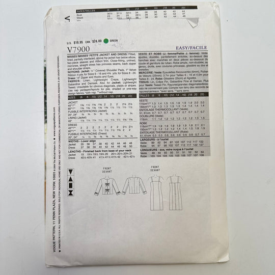 Sewing Pattern - Womenswear - Vogue V7900 - True Deadstock supplies Fabric by private - Sustainable Textile | FABCYCLE