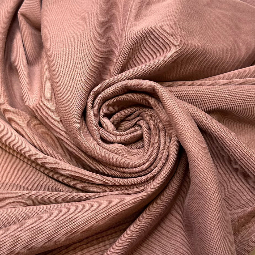 Sewing Pieces Together Backwards - Rib Knit Organic Cotton Knit - Light Brown/Dark Pink - 1.1M Bundle - True Deadstock fabric Fabric by private - Sustainable Textile | FABCYCLE