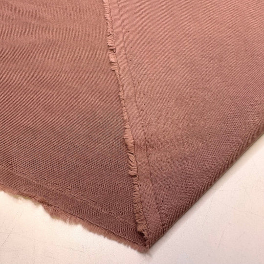 Sewing Pieces Together Backwards - Rib Knit Organic Cotton Knit - Light Brown/Dark Pink - 1.1M Bundle - True Deadstock fabric Fabric by private - Sustainable Textile | FABCYCLE