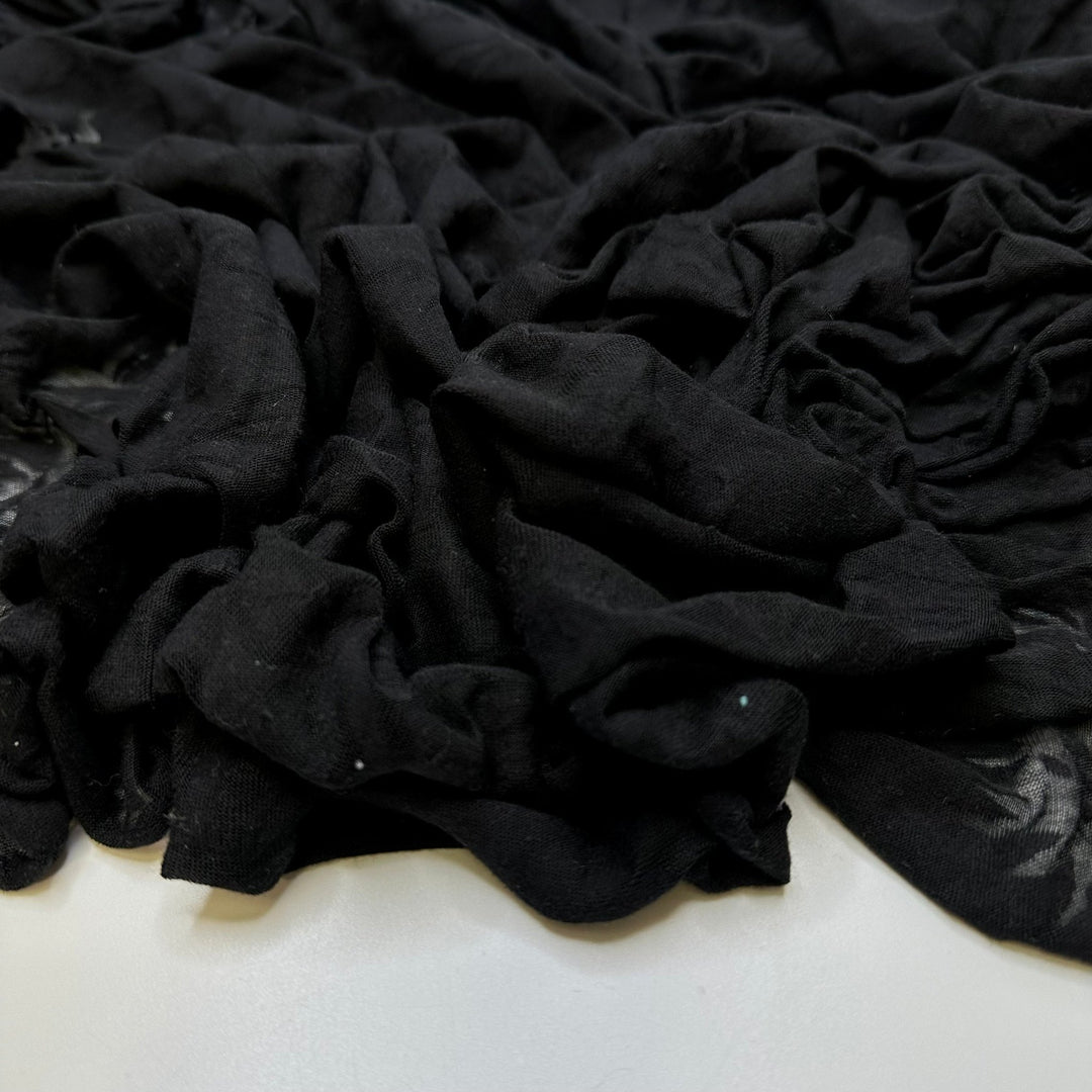 Shadows Of Flowers - Poly/Cotton Knit - Black Floral - 1.15M Bundle - True Deadstock fabric Fabric by private - Sustainable Textile | FABCYCLE