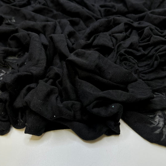 Shadows Of Flowers - Poly/Cotton Knit - Black Floral - 1.15M Bundle - True Deadstock fabric Fabric by private - Sustainable Textile | FABCYCLE