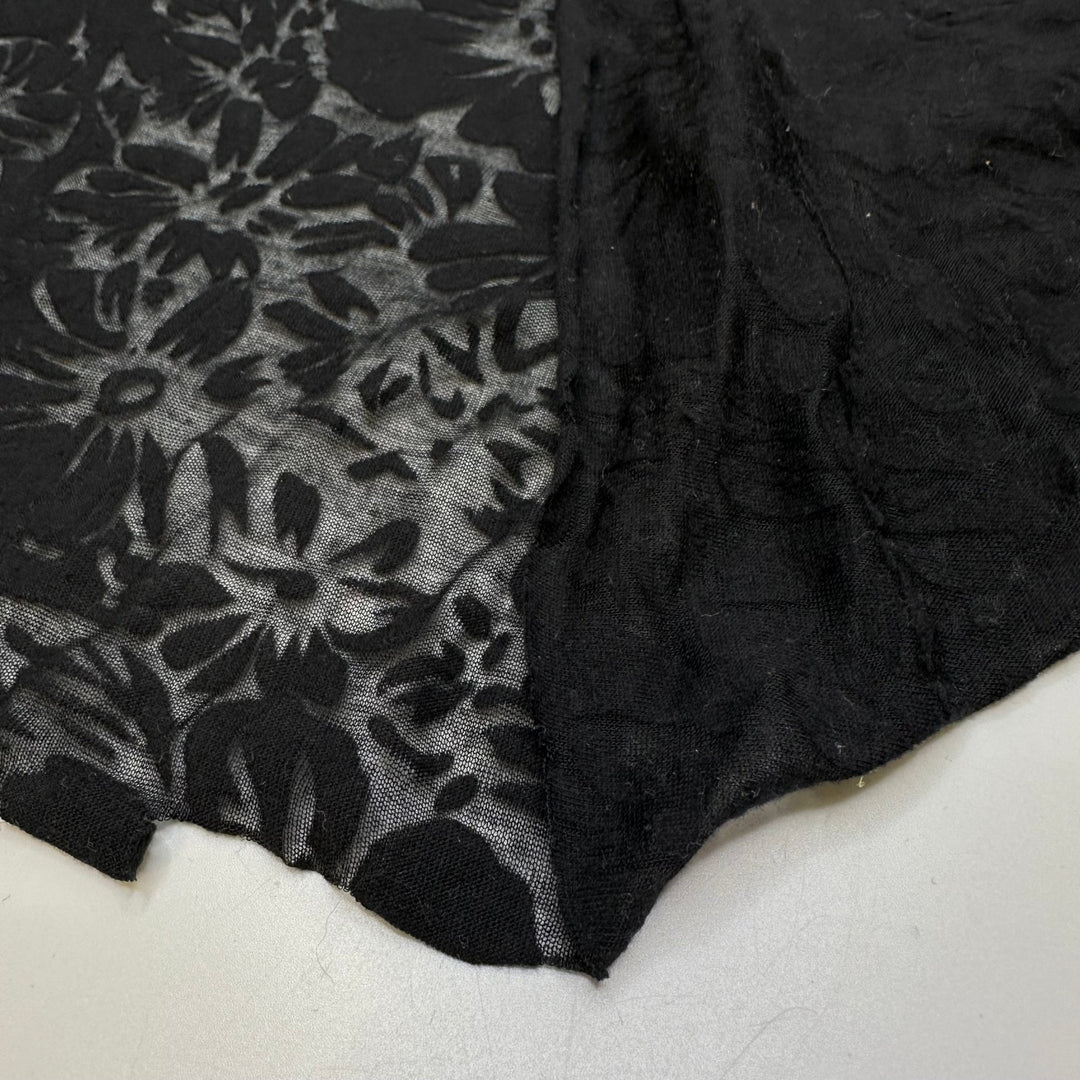 Shadows Of Flowers - Poly/Cotton Knit - Black Floral - 1.15M Bundle - True Deadstock fabric Fabric by private - Sustainable Textile | FABCYCLE