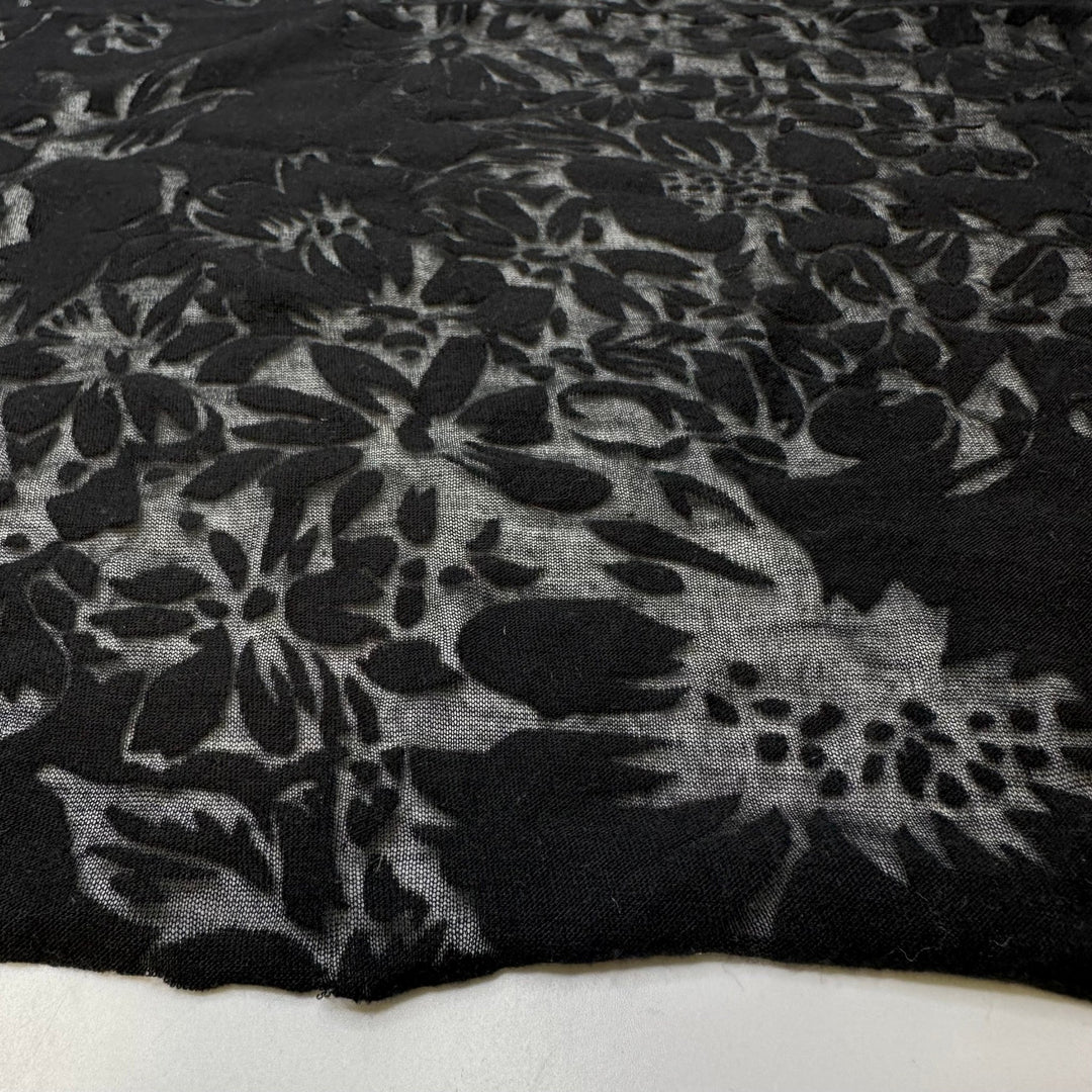 Shadows Of Flowers - Poly/Cotton Knit - Black Floral - 1.15M Bundle - True Deadstock fabric Fabric by private - Sustainable Textile | FABCYCLE