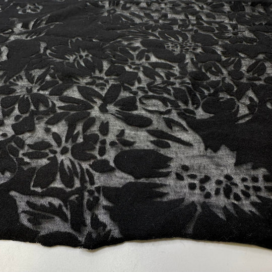Shadows Of Flowers - Poly/Cotton Knit - Black Floral - 1.15M Bundle - True Deadstock fabric Fabric by private - Sustainable Textile | FABCYCLE