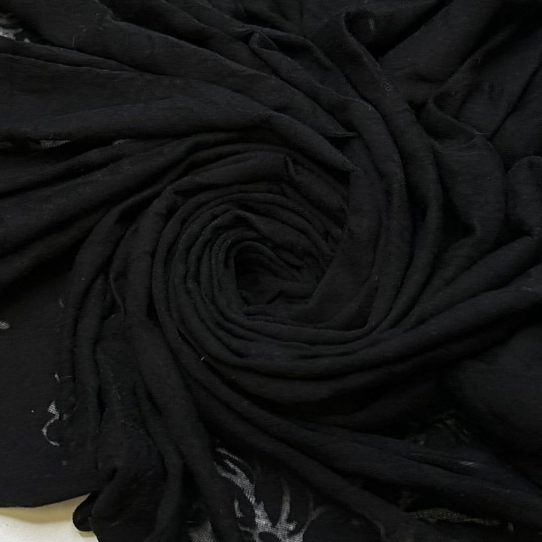 Shadows Of Flowers - Poly/Cotton Knit - Black Floral - 1.15M Bundle - True Deadstock fabric Fabric by private - Sustainable Textile | FABCYCLE