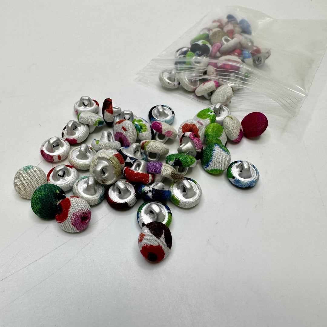 Shank Button - 10MM Fabric Covered - Multi - 73 Pack - True Deadstock supplies Fabric by private - Sustainable Textile | FABCYCLE