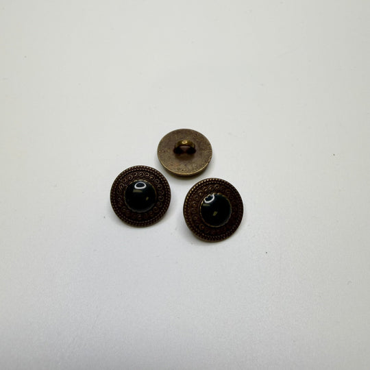 Shank Button - 15MM Metal/Plastic - Green/Brass - 3 Pack - True Deadstock supplies Fabric by private - Sustainable Textile | FABCYCLE