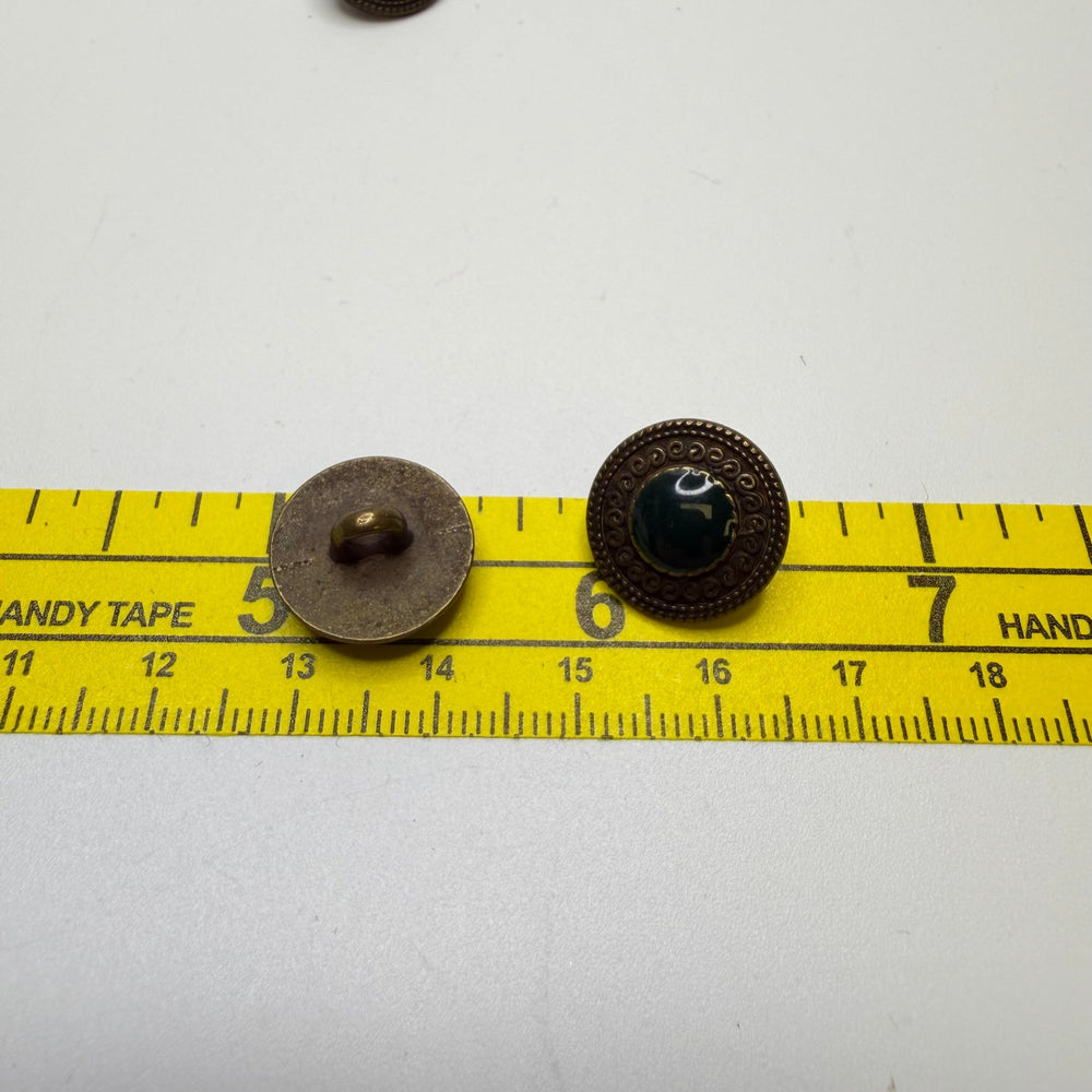 Shank Button - 15MM Metal/Plastic - Green/Brass - 3 Pack - True Deadstock supplies Fabric by private - Sustainable Textile | FABCYCLE