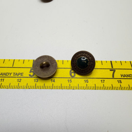 Shank Button - 15MM Metal/Plastic - Green/Brass - 3 Pack - True Deadstock supplies Fabric by private - Sustainable Textile | FABCYCLE