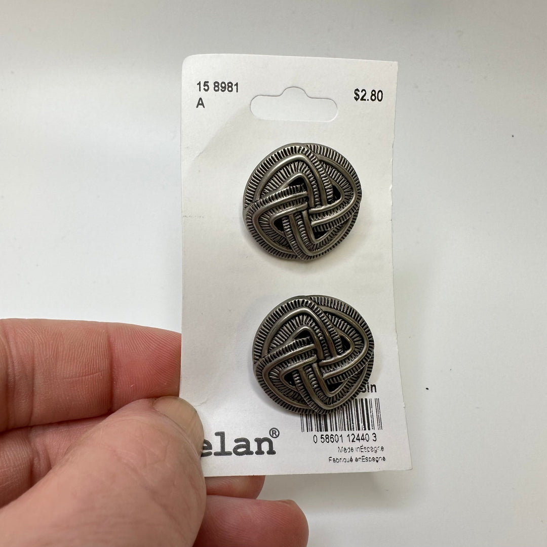 Shank Button - 23MM Metal - Silver - 2 Pack - True Deadstock supplies Fabric by private - Sustainable Textile | FABCYCLE