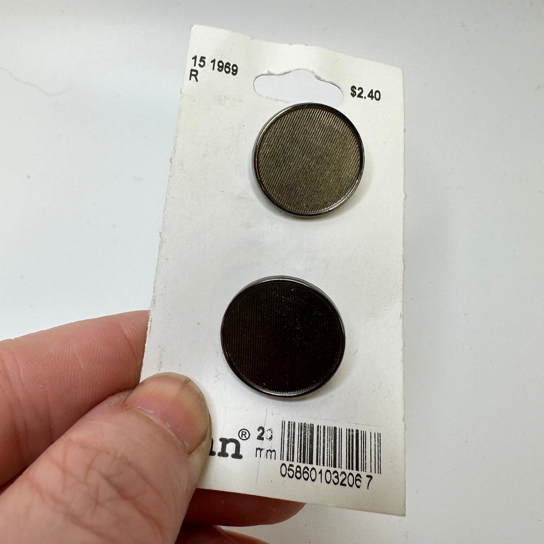 Shank Button - 23MM Metal - Silver/Grey - 2 Pack - True Deadstock supplies Fabric by private - Sustainable Textile | FABCYCLE