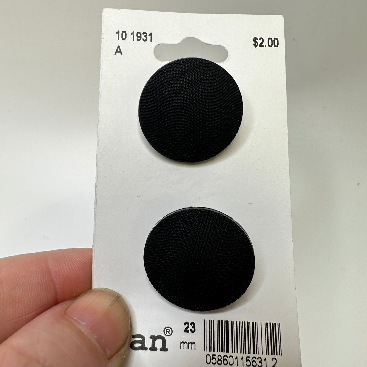 Shank Button - 23MM Plastic - Black - 2 Pack - True Deadstock supplies Fabric by private - Sustainable Textile | FABCYCLE