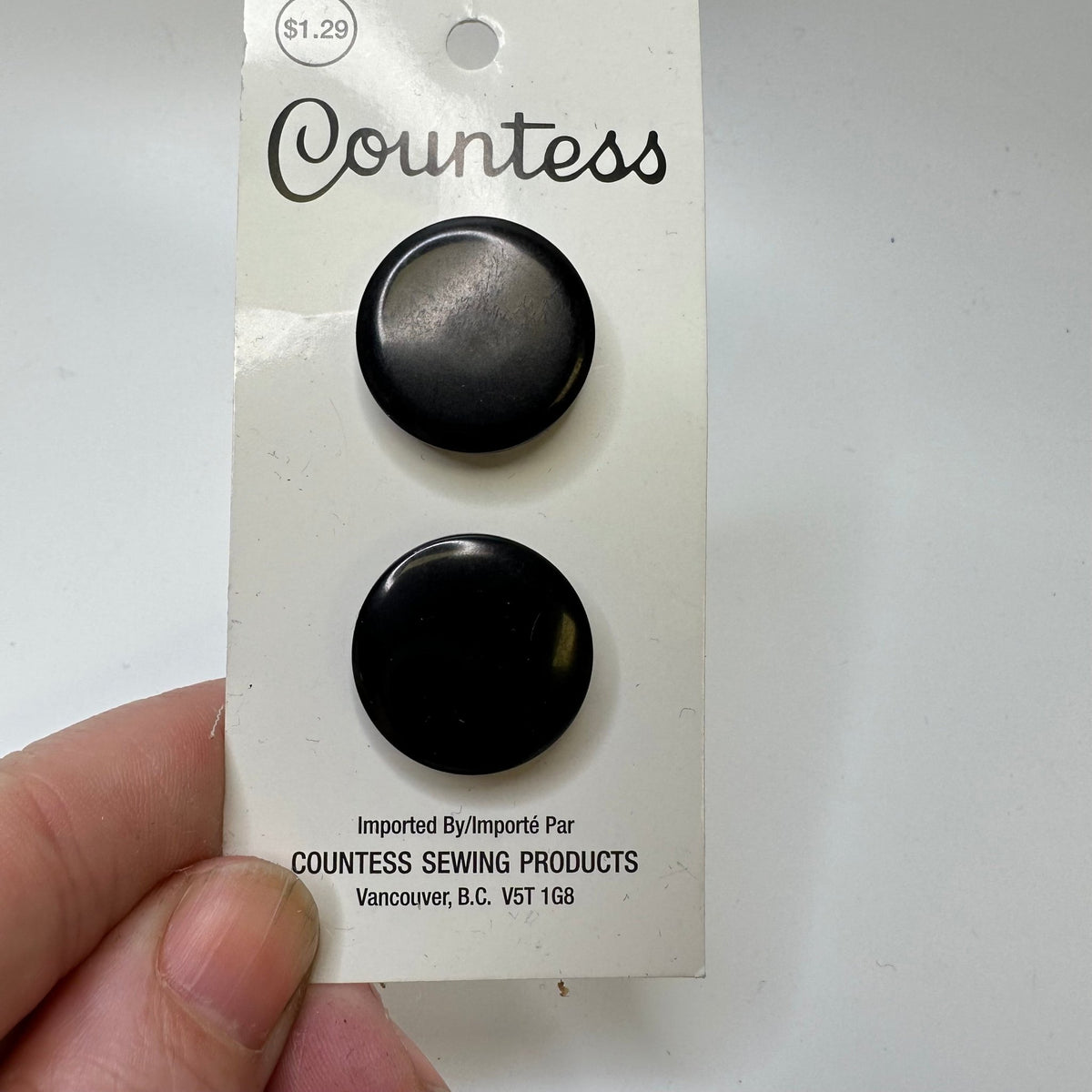 Shank Button - 23MM Plastic - Black - 2 Pack - True Deadstock supplies Fabric by private - Sustainable Textile | FABCYCLE