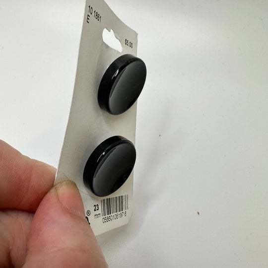 Shank Button - 23MM Plastic - Black - 2 Pack - True Deadstock supplies Fabric by private - Sustainable Textile | FABCYCLE